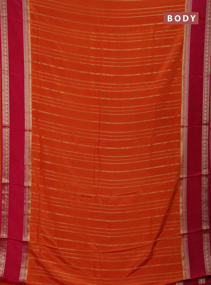 Semi mysore silk saree orange and pink with allover zari weaves and rettapet zari woven border
