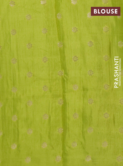 Semi mysore silk saree black and light green with allover zari weaves and rettapet zari woven border