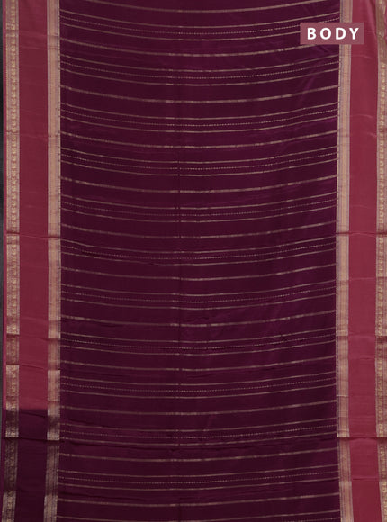 Semi mysore silk saree deep purple and peach shade with allover zari weaves and rettapet zari woven border