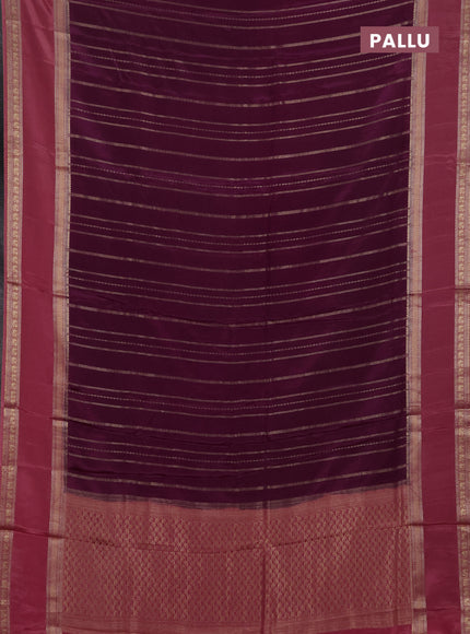Semi mysore silk saree deep purple and peach shade with allover zari weaves and rettapet zari woven border
