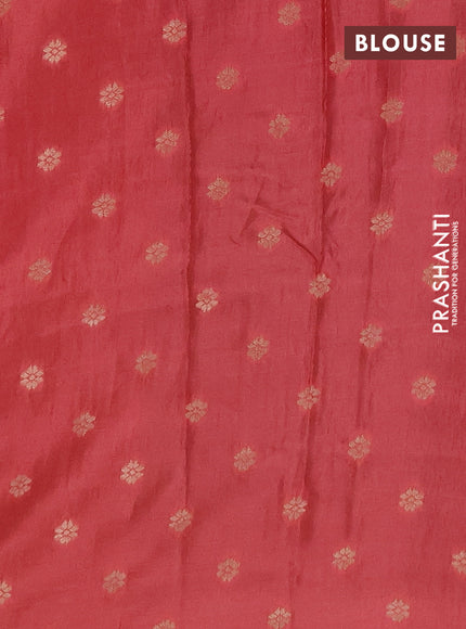 Semi mysore silk saree deep purple and peach shade with allover zari weaves and rettapet zari woven border