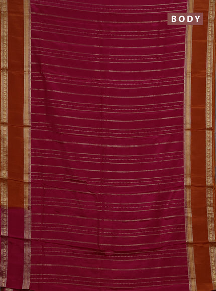 Semi mysore silk saree pink and orange with allover zari weaves and rettapet zari woven border