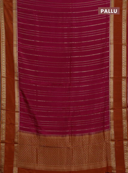 Semi mysore silk saree pink and orange with allover zari weaves and rettapet zari woven border