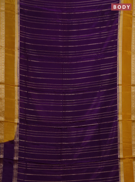 Semi mysore silk saree violet and mustard yellow with allover zari weaves and rettapet zari woven border