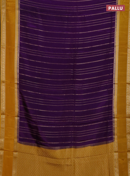 Semi mysore silk saree violet and mustard yellow with allover zari weaves and rettapet zari woven border