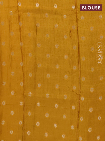 Semi mysore silk saree violet and mustard yellow with allover zari weaves and rettapet zari woven border