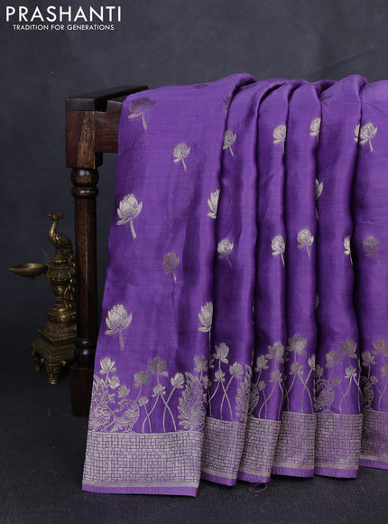 Banarasi silk saree lavender with zari woven buttas and rich zari woven border