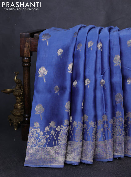 Banarasi silk saree pastel blue with zari woven buttas and rich zari woven border