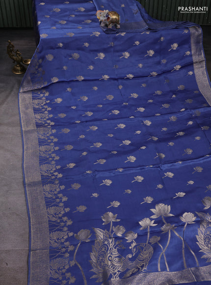 Banarasi silk saree pastel blue with zari woven buttas and rich zari woven border