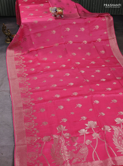 Banarasi silk saree light pink with zari woven buttas and rich zari woven border