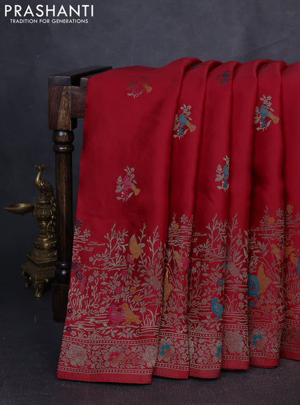 Banarasi silk saree red with zari woven buttas and rich zari woven border