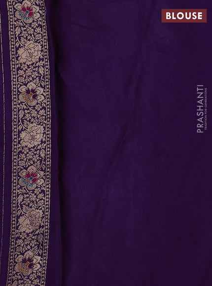 Banarasi silk saree violet with zari woven buttas and rich zari woven border