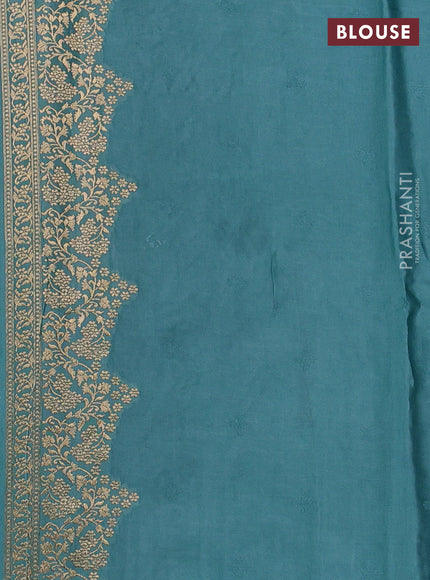 Banarasi silk saree teal blue with zari woven buttas and zari woven border