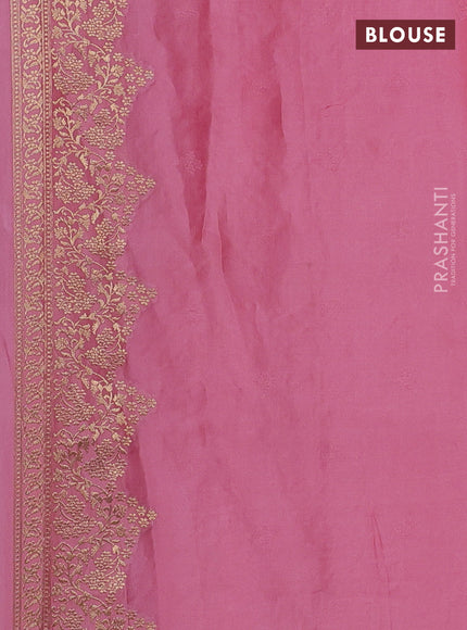 Banarasi silk saree light pink with zari woven buttas and zari woven border