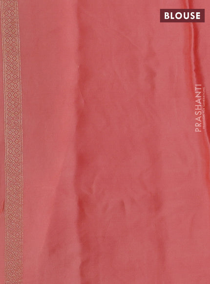 Banarasi silk saree peach with zari woven floral buttas and floral design border
