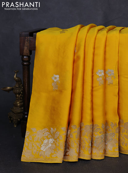 Banarasi silk saree yellow with zari woven floral buttas and floral design border