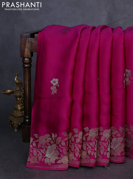 Banarasi silk saree pink with zari woven floral buttas and floral design border