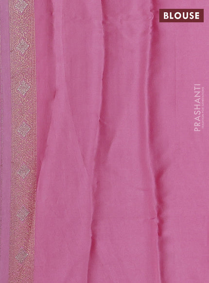 Banarasi silk saree light pink with allover zari wevaes and rich zari woven border