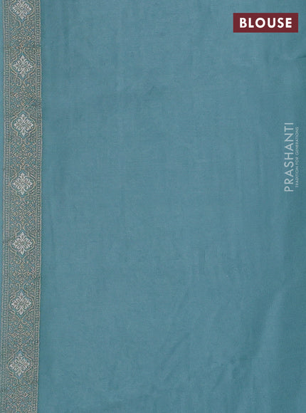 Banarasi silk saree Pastel blue with allover zari wevaes and rich zari woven border