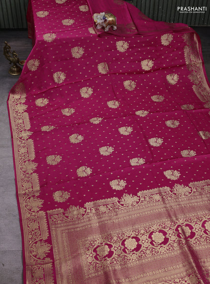 Banarasi silk saree pink with zari woven buttas and rich zari woven border