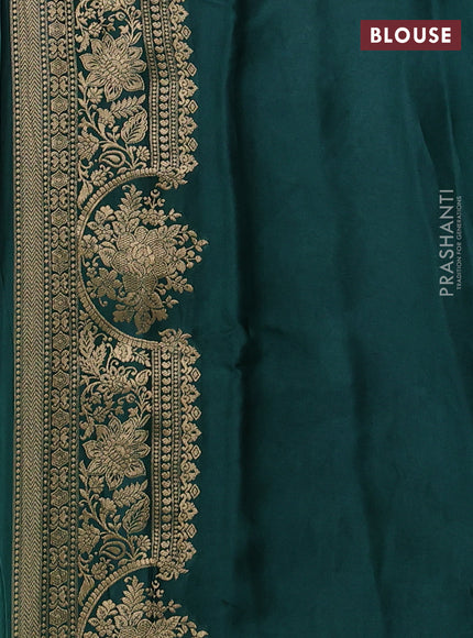 Banarasi silk saree green with zari woven buttas and rich zari woven border