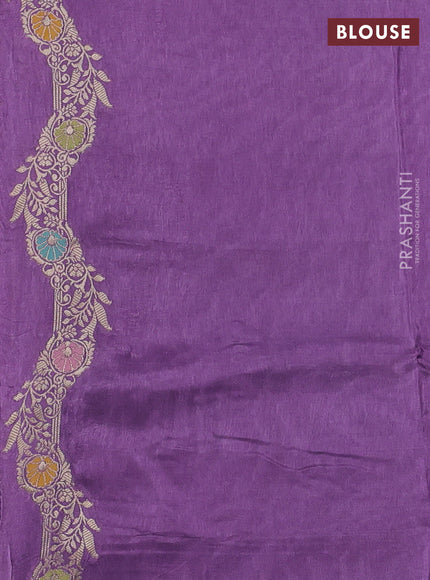 Banarasi silk saree lavender with floral zari woven buttas and rich zari woven border