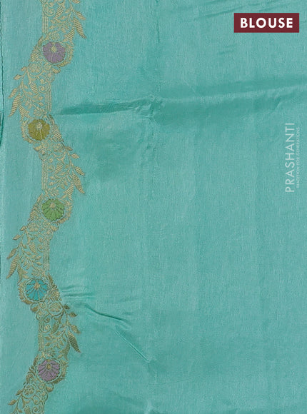 Banarasi silk saree teal green with floral zari woven buttas and rich zari woven border