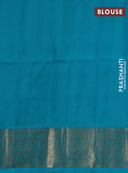 Ikat soft silk saree deep violet and teal blue with allover ikat weaves and zari woven border