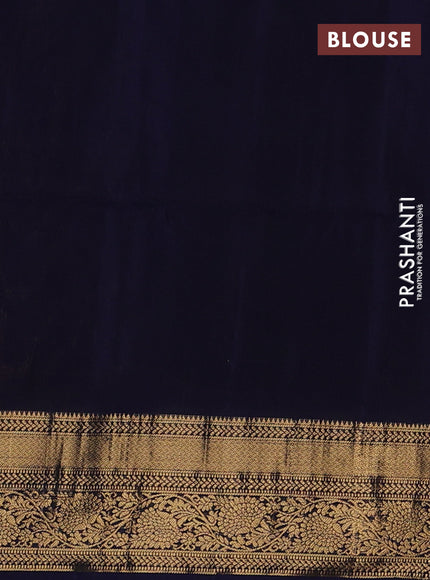 Ikat soft silk saree mango yellow and navy blue with allover ikat weaves and zari woven border