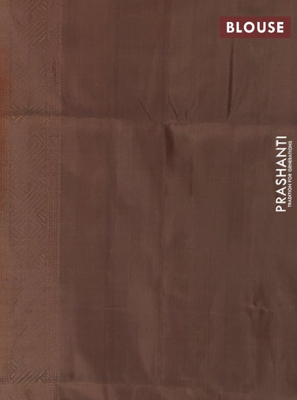 Ikat soft silk saree Rustic orange and dark beige with allover zari weaves & ikat design in borderless style