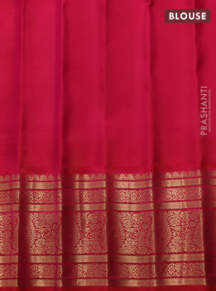 Pure gadwal silk saree violet and pink with zari woven buttas and temple design zari woven border