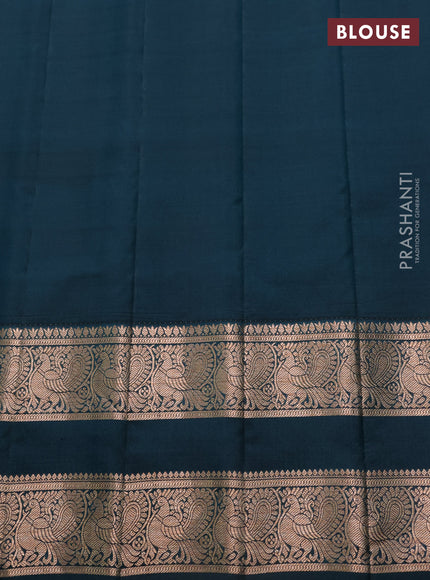 Pure gadwal silk saree pista green and peacock green with allover zari weaves & buttas and rettapet zari woven border