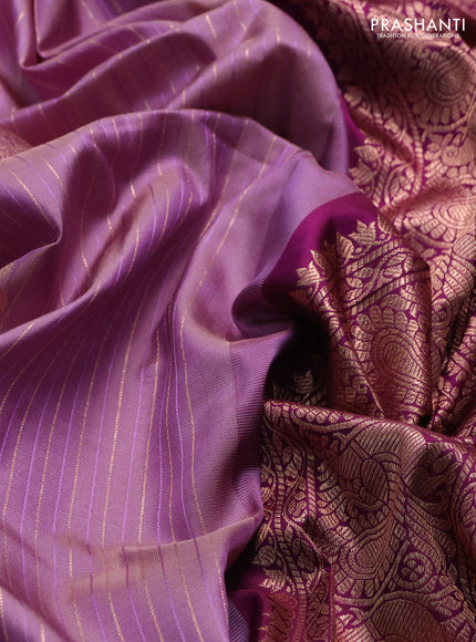 Pure gadwal silk saree pastel purple and wine shade with allover zari weaves & buttas and rettapet zari woven border