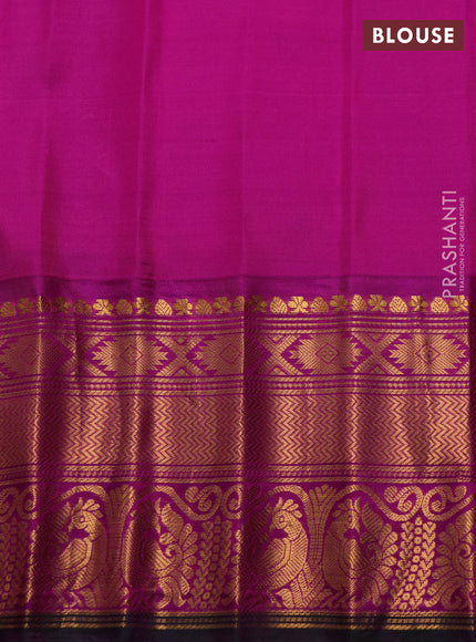 Pure gadwal silk saree blue and purple with allover zari checks & buttas and rich zari woven border