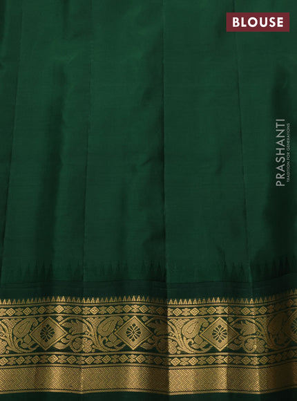 Pure gadwal silk saree mango yellow and bottle green with zari woven buttas and temple design zari woven border