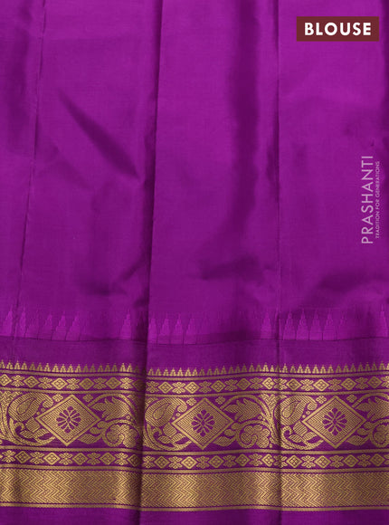 Pure gadwal silk saree grey and purple with zari woven buttas and temple design zari woven border