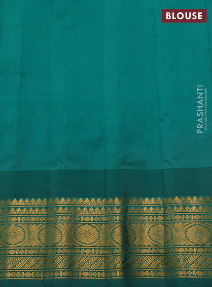Pure gadwal silk saree pastel pink and teal green with allover checks & zari buttas and temple design zari woven border