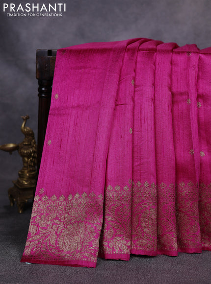Banarasi raw silk saree pink with thread & zari woven buttas and woven butta border