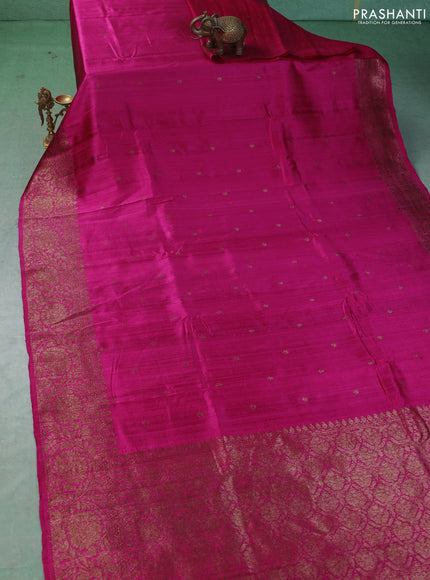 Banarasi raw silk saree pink with thread & zari woven buttas and woven butta border