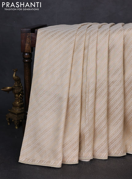 Banarasi silk saree Cream with allover zari weaves and gotapatti work readymade blouse