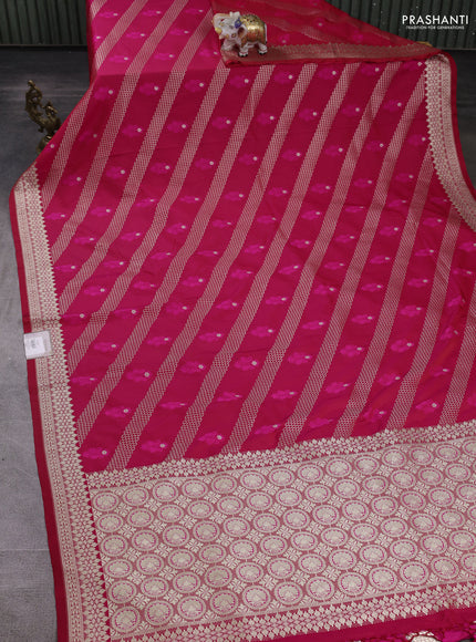 Banarasi mushru saree red with allover zari weaves & buttas and zari woven border
