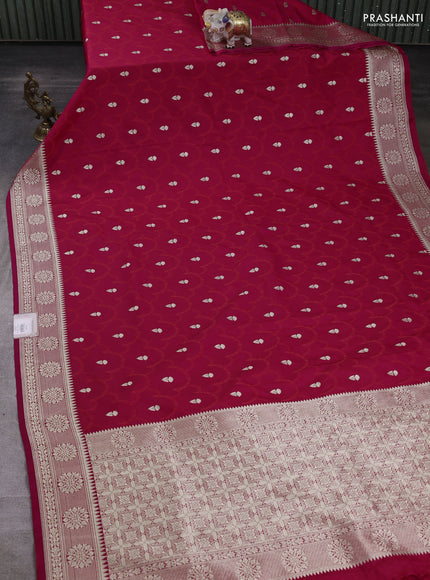 Banarasi mushru saree pink with allover thread weaves & zari buttas and zari woven border