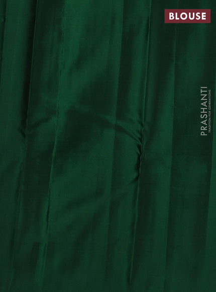 Pure kanchipuram silk saree green with zari woven buttas and paisley zari woven butta border