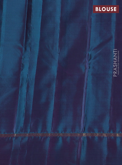 Pure kanchipuram silk saree purple and teal green with zari woven buttas and simple border