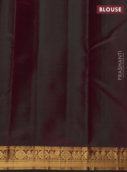 Pure kanchipuram silk saree dark magenta pink and green with zari woven buttas and zari woven border