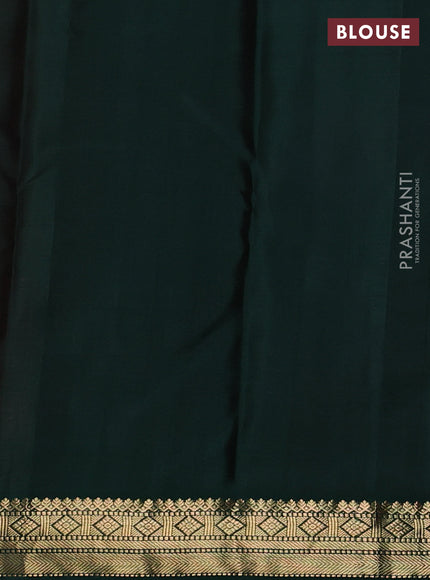 Pure kanchipuram silk saree orange and green with allover zari checks & buttas and zari woven border