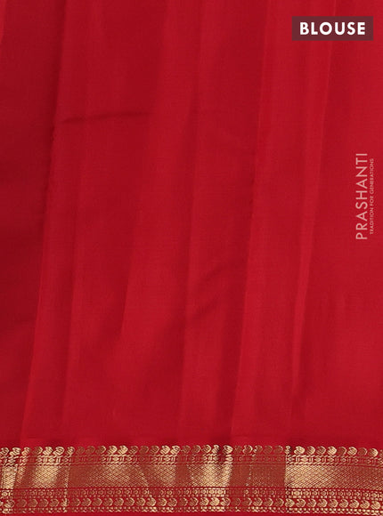 Pure kanchipuram silk saree blue and red with zari woven buttas and zari woven korvai border