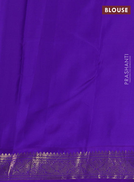 Pure kanchipuram silk saree pastel green and violet with zari woven buttas and zari woven korvai border