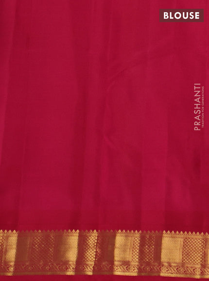 Pure kanchipuram silk saree green and reddish pink with zari woven buttas and zari woven korvai border