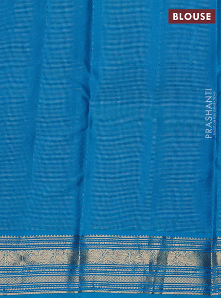 Pure kanchipuram silk saree teal blue with allover zari weaves and zari woven border